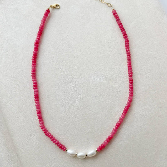 Guava Pearl Beaded Necklace