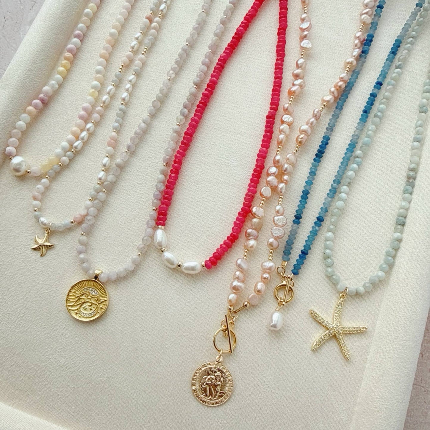 Guava Pearl Beaded Necklace